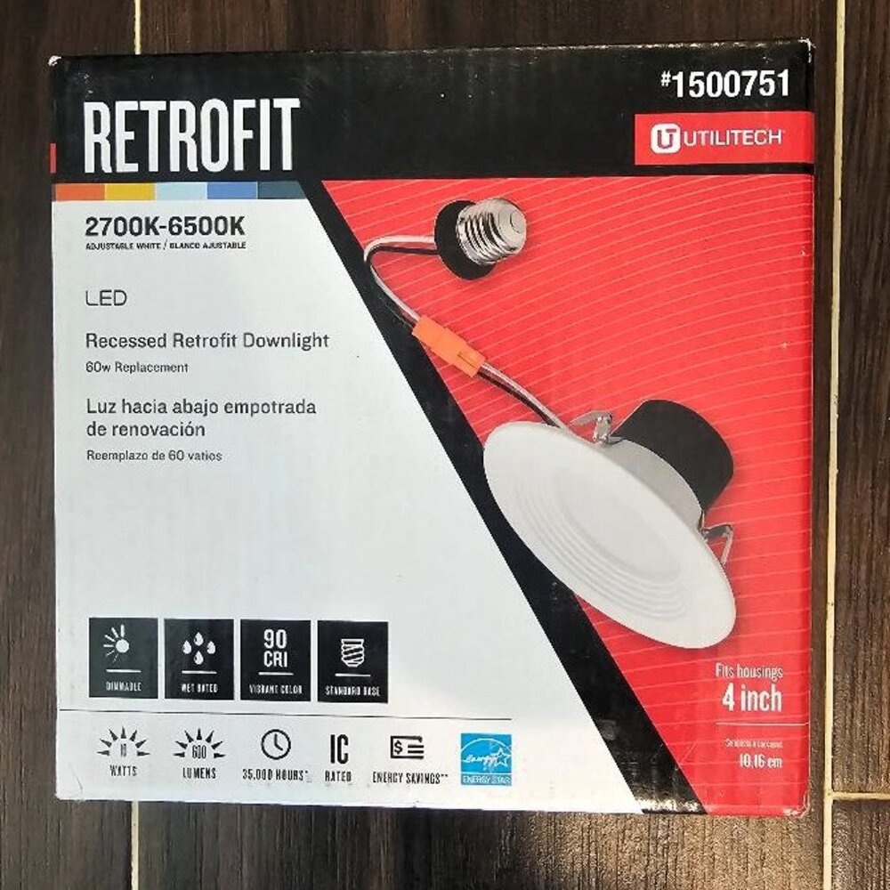 Utilitech Retrofit 4 Inch Recessed Downlight LED 2700-6500K